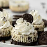 mini Oreo cheesecakes on a plate