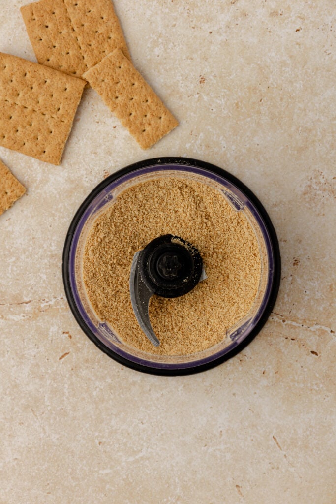 graham cracker crumbs in a food processor