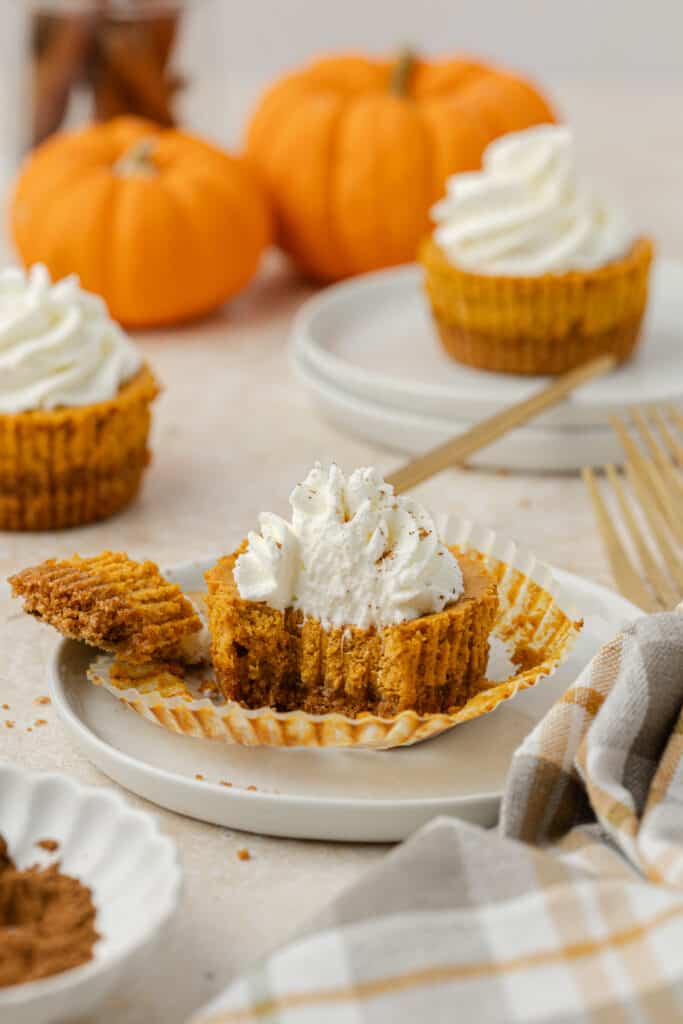 mini pumpkin cheesecake on a plate
