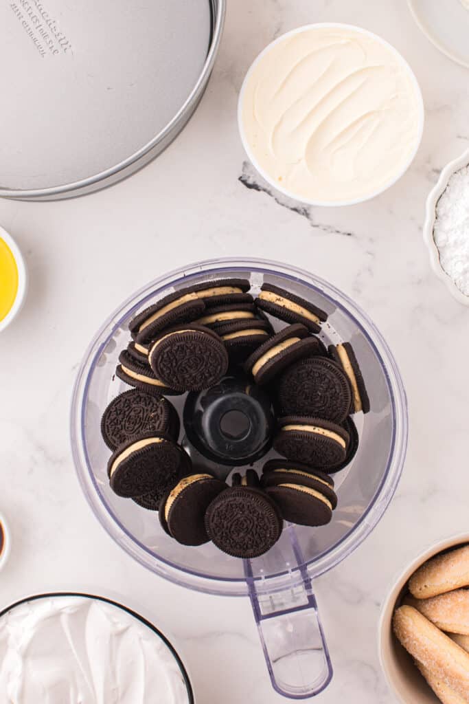 java chip oreos in a food processor