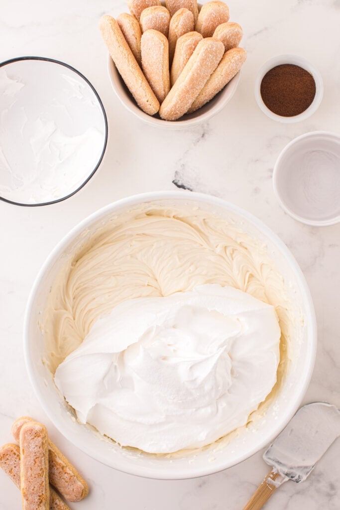 whipped topping folded into cheesecake batter