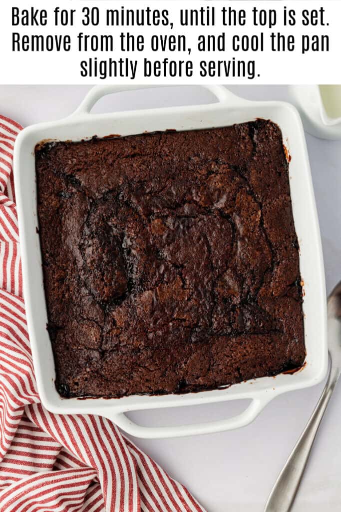 baked chocolate cobbler in dish