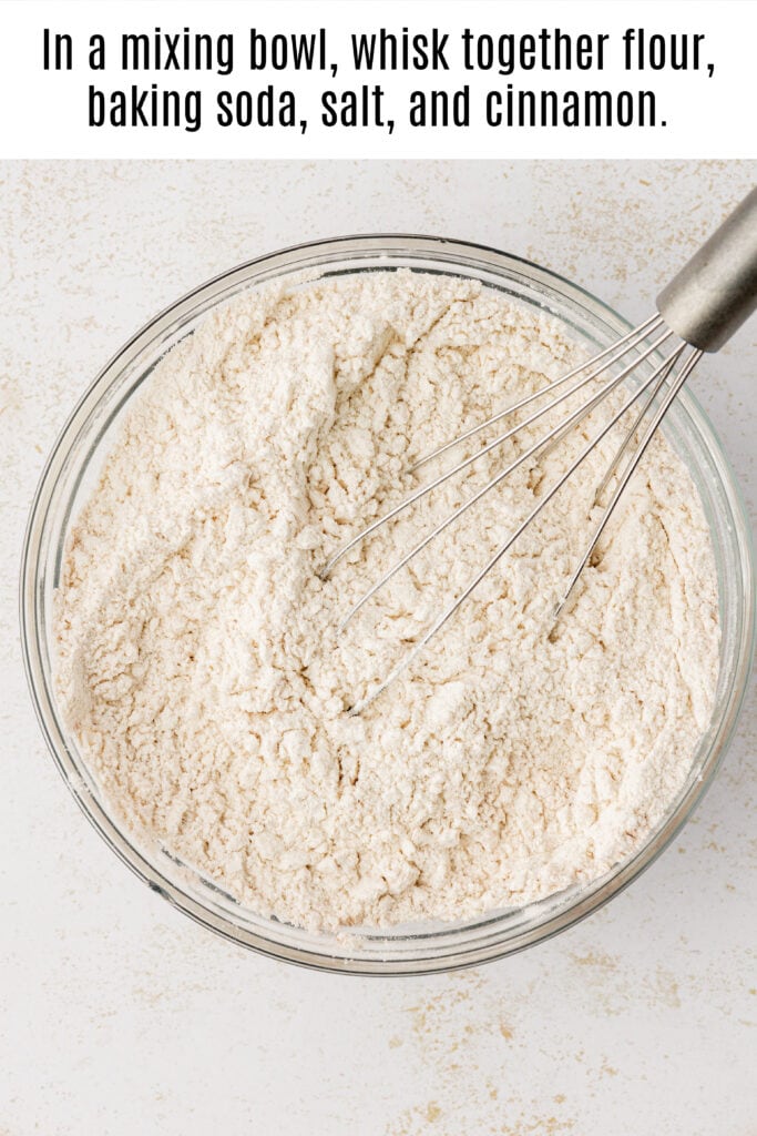 buttermilk banana bread dry ingredients whisked together in bowl
