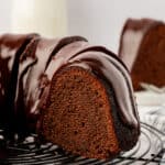 chocolate pound cake cut into
