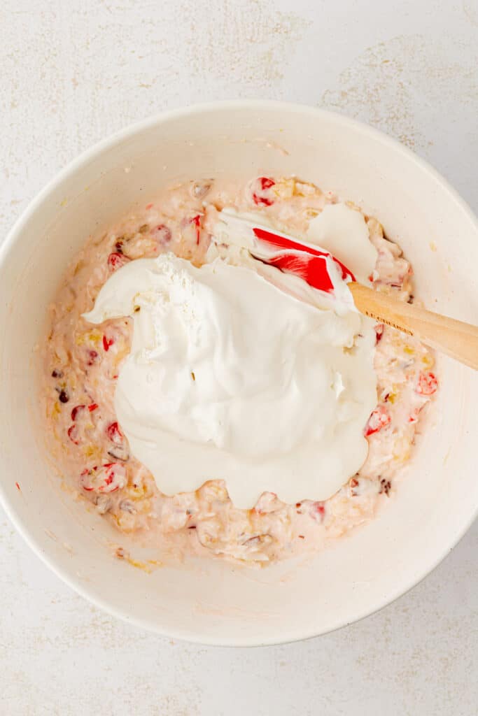 whipped cream added to millionaire pie mixture