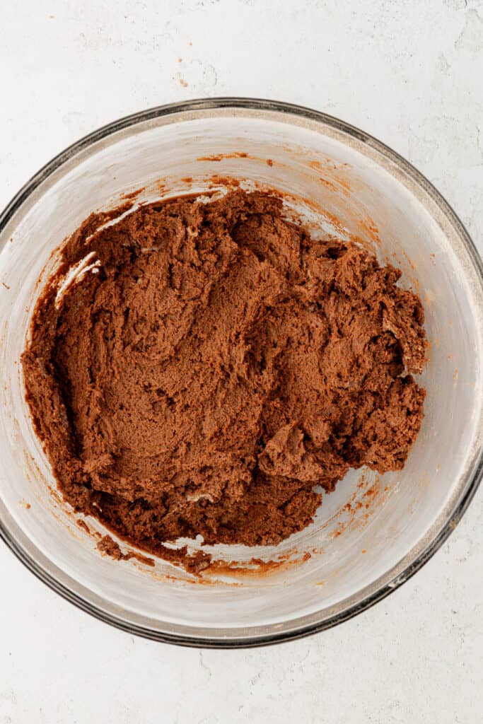 chocolate cookie dough in a bowl