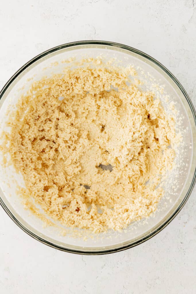 butter and sugar creamed together in a bowl