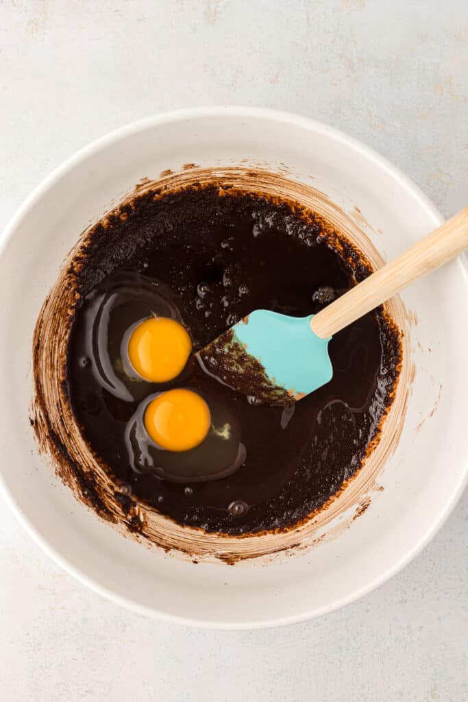 eggs added to brownie batter