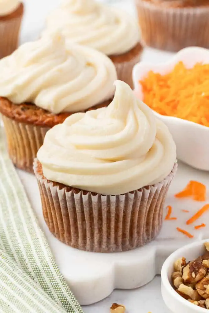carrot cake cupcake with cream cheese frosting