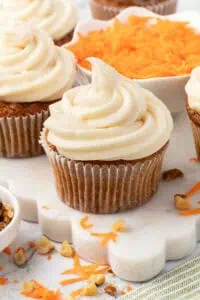 carrot cake cupcake with cream cheese frosting