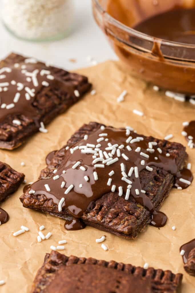 chocolate pop tart on parchment paper