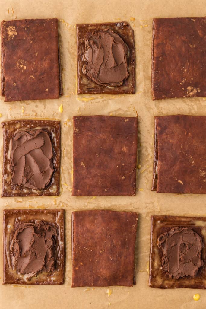 chocolate pop tarts being assembled
