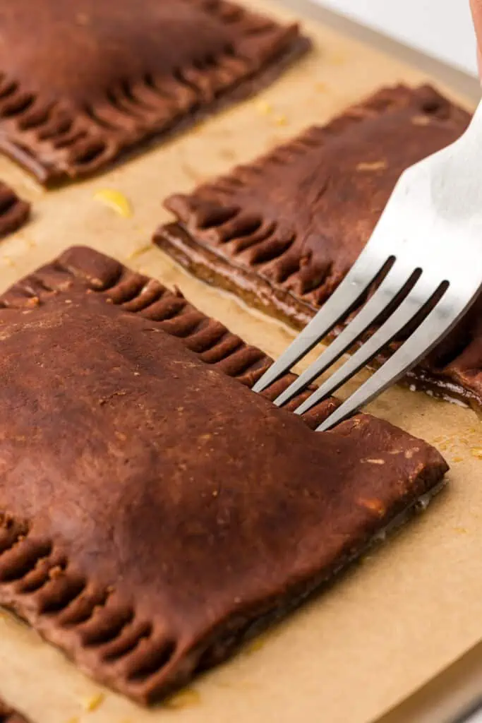 fork crimping chocolate pop tart