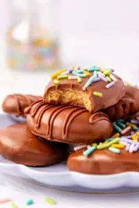 stack of homemade Easter peanut butter eggs