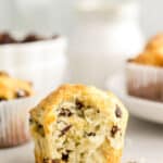Irish soda bread muffin with a bite missing