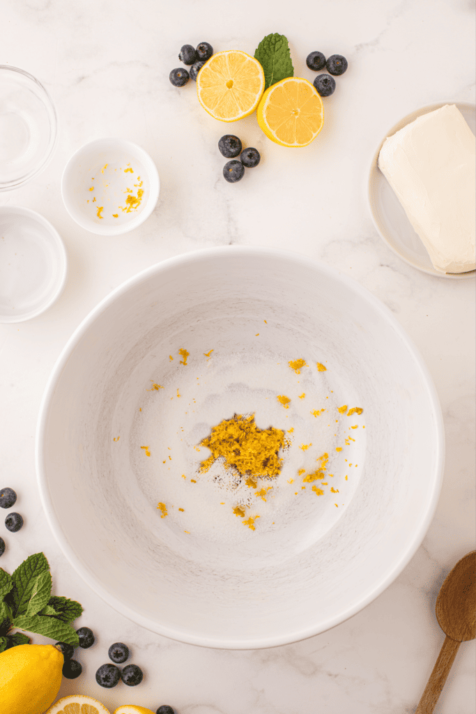 sugar and lemon zest in a bowl