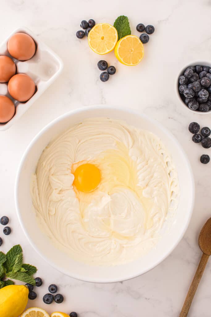 eggs added to cheesecake batter