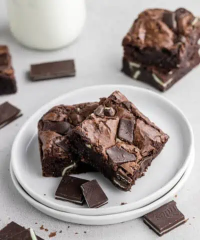 two andes mint brownies on a plate