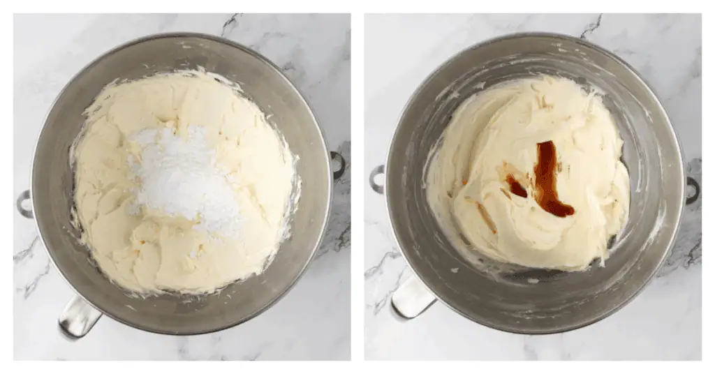 powdered sugar and vanilla added to cream cheese frosting