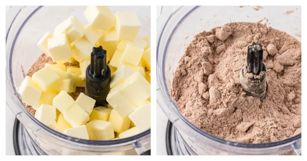 butter added to chocolate pie dough in food processor