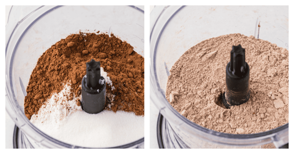 chocolate pie dough ingredients in food processor