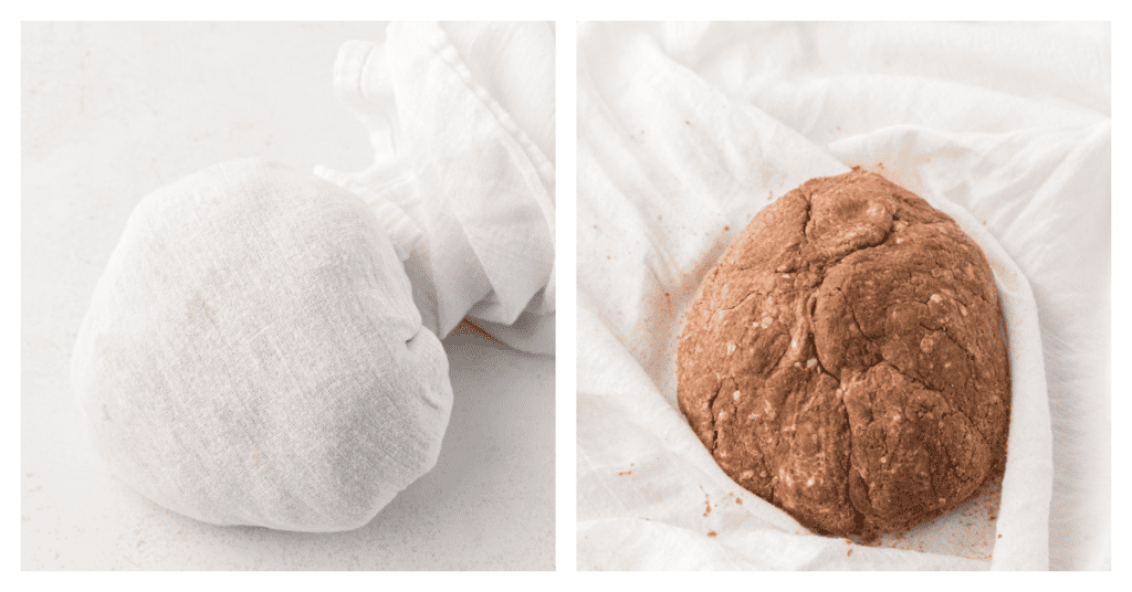 chocolate pie dough wrapped up in tea towel