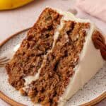 slice of hummingbird cake on a plate