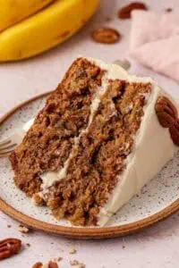 slice of hummingbird cake on a plate