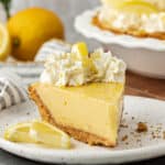 slice of lemon pie on a plate