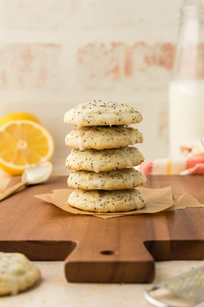 a stack of lemon poppy seed cookies