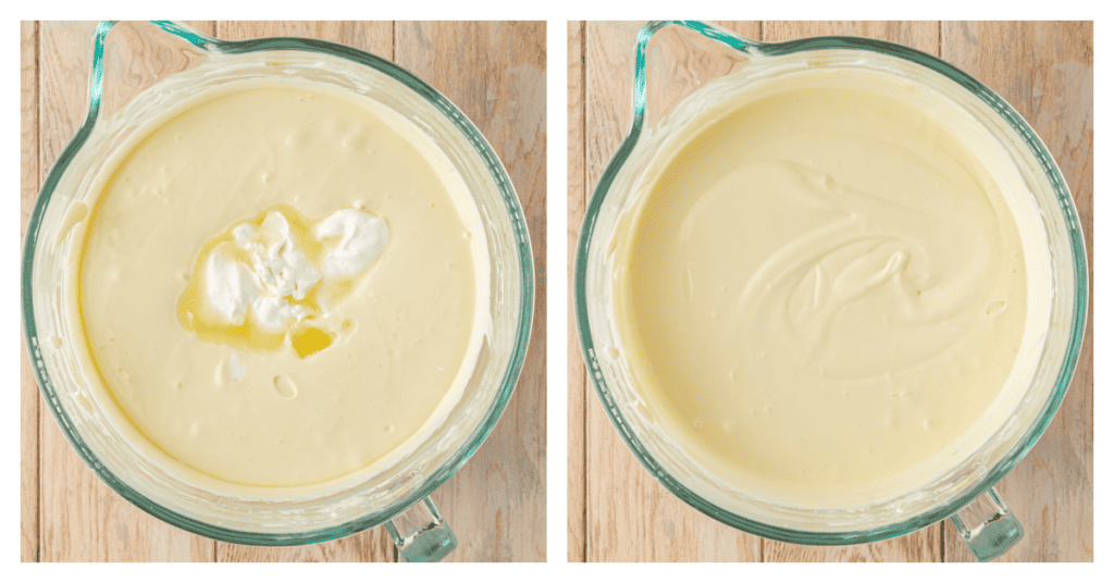 sour cream and heavy cream added to cheesecake batter