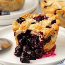 mini bueberry pie with a bite missing