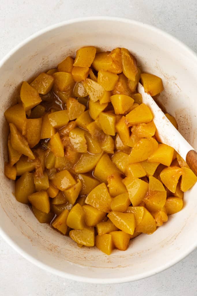 peach pie filling in a bowl