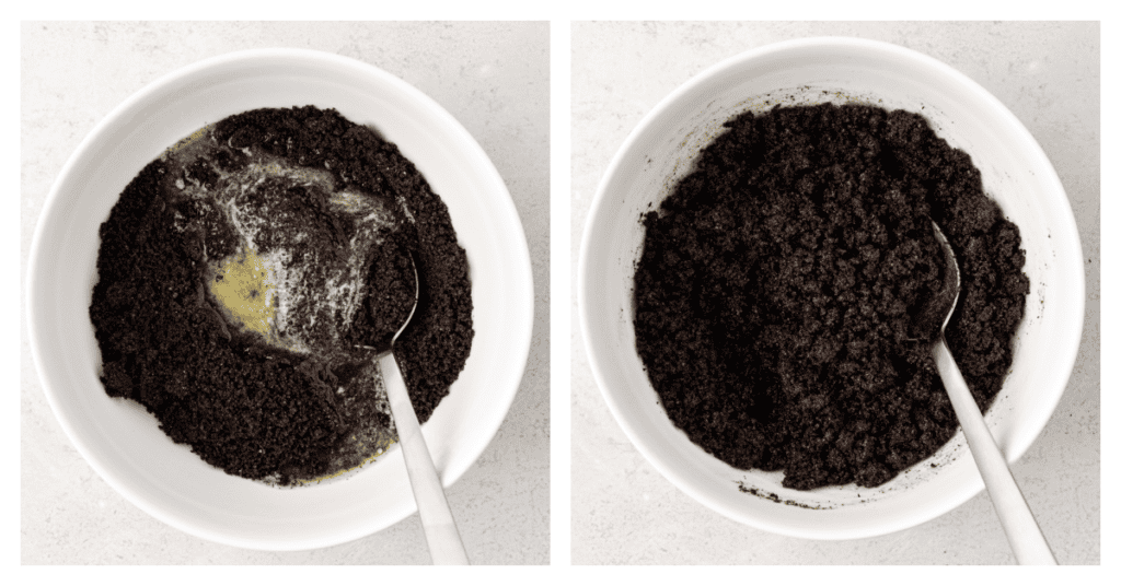 oreo cookie crust in a bowl