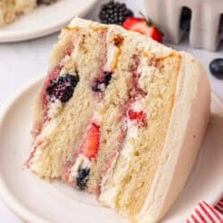 slice of chantilly cake on a plate