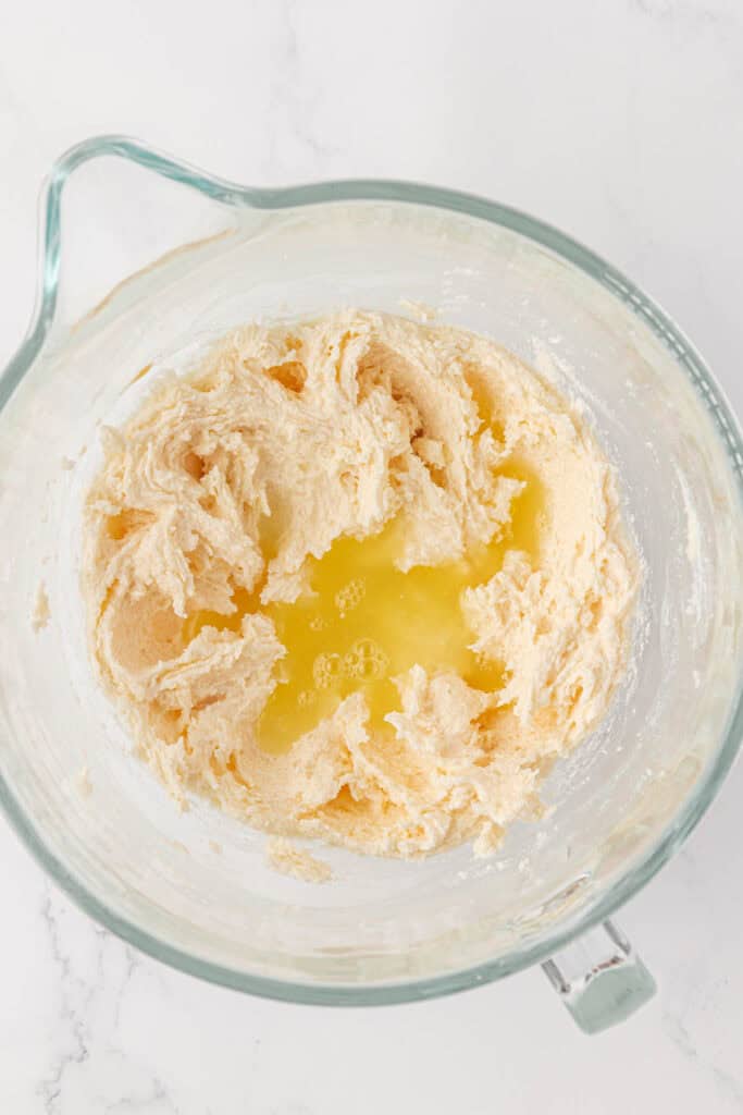 egg whites mixed into butter/sugar mixture