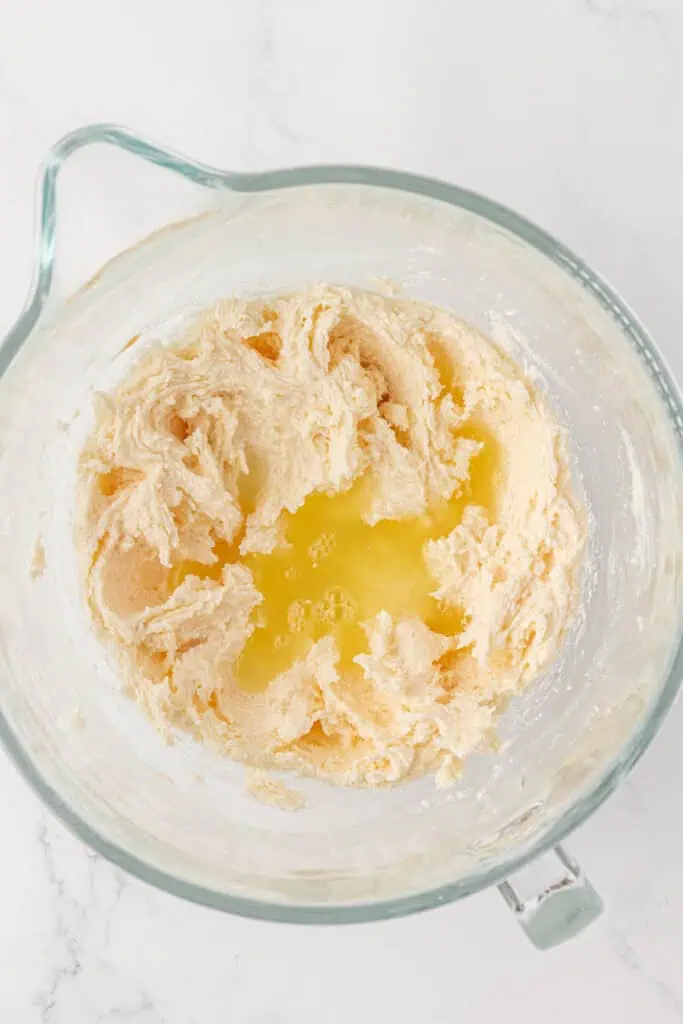 egg whites mixed into butter/sugar mixture