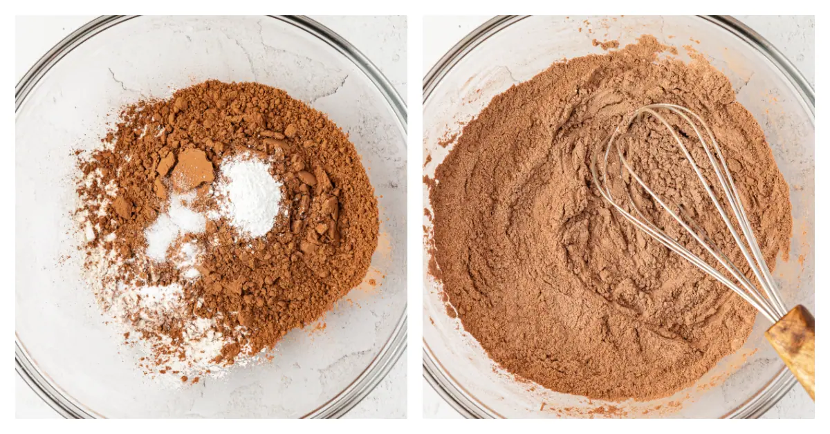 small batch chocolate cupcakes dry ingredients in a bowl