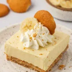 banana pudding cheesecake bar on a plate