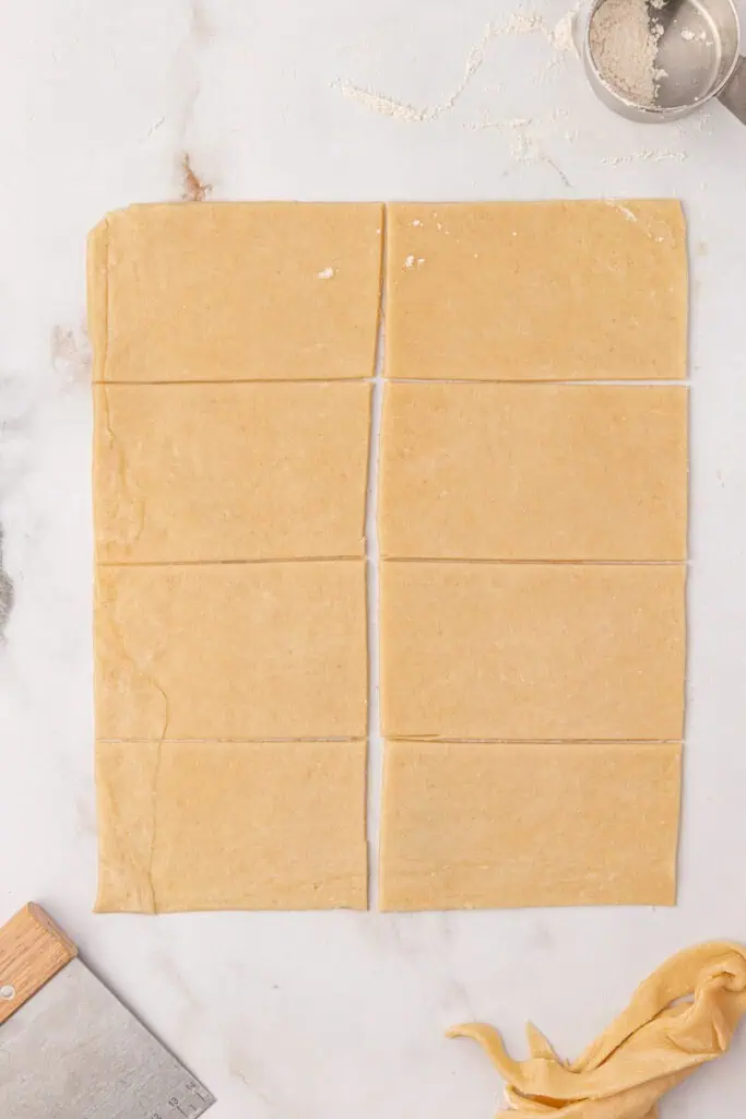 pie dough cut into 8 rectangles