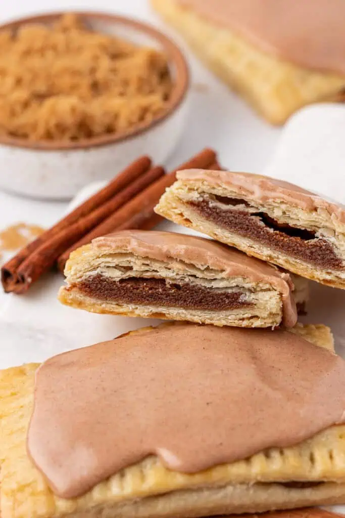 brown sugar cinnamon pop tart cut in half