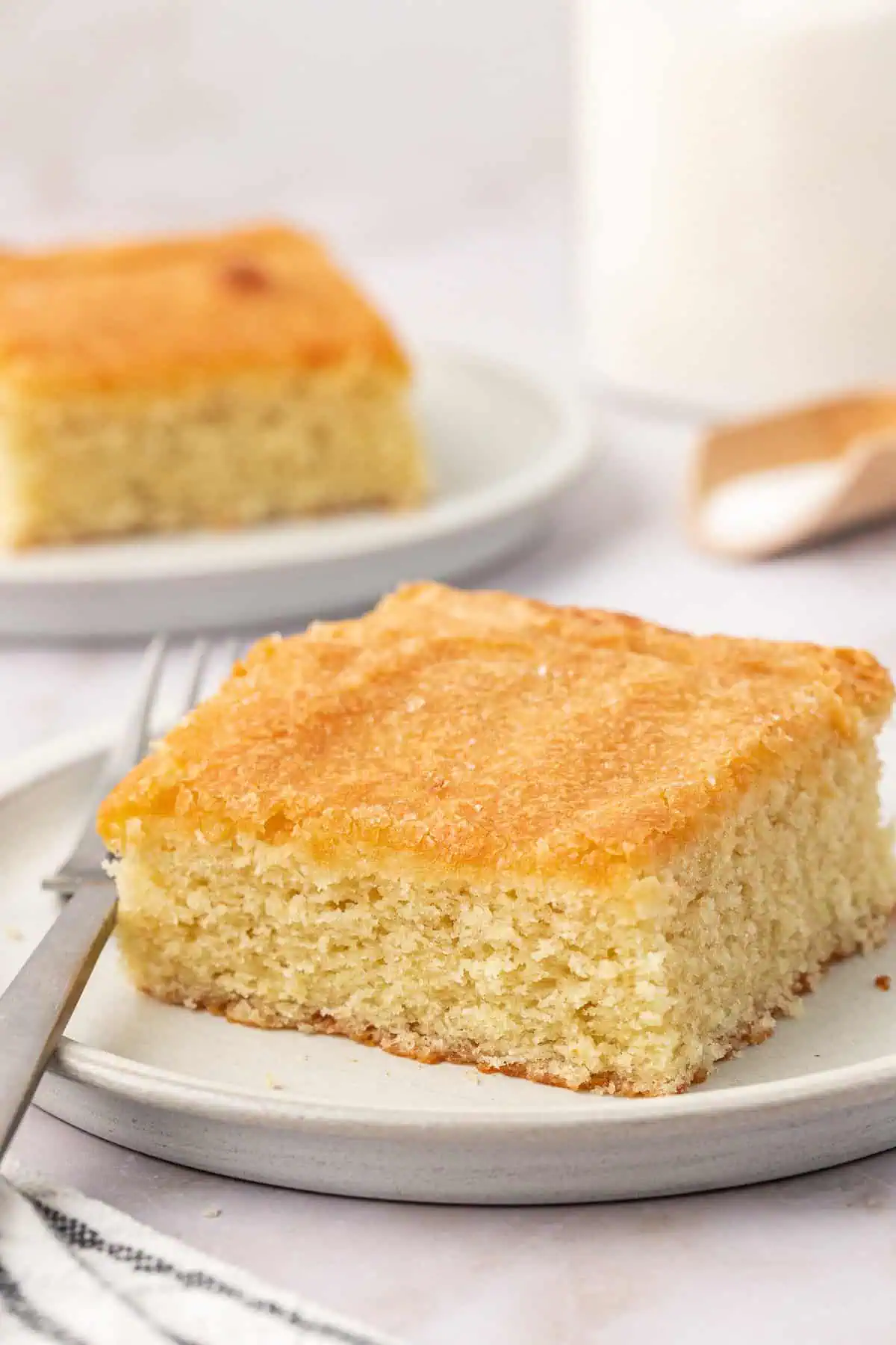 slice of butter cake on a plate