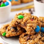plate of gluten free monster cookies