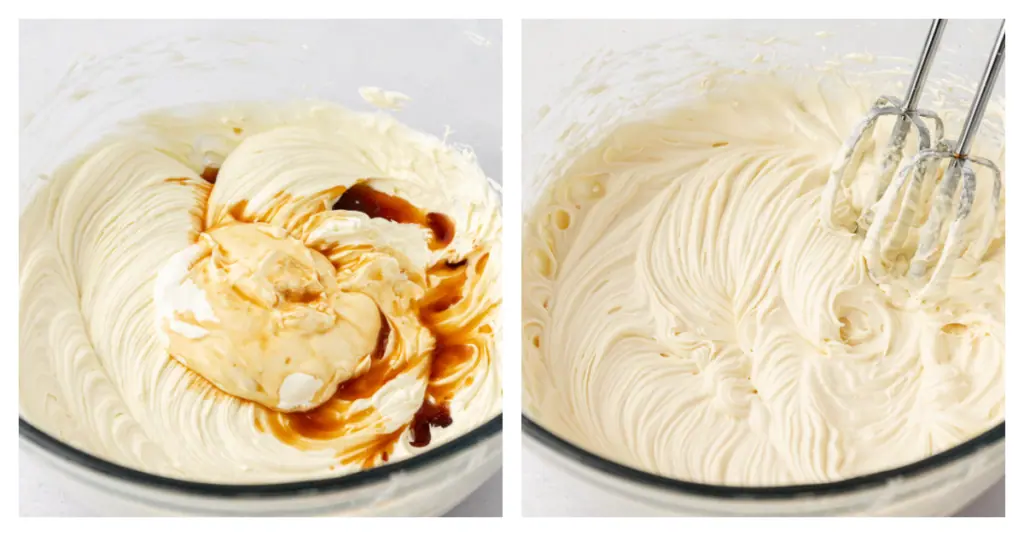 vanilla and sour cream beat together in a bowl