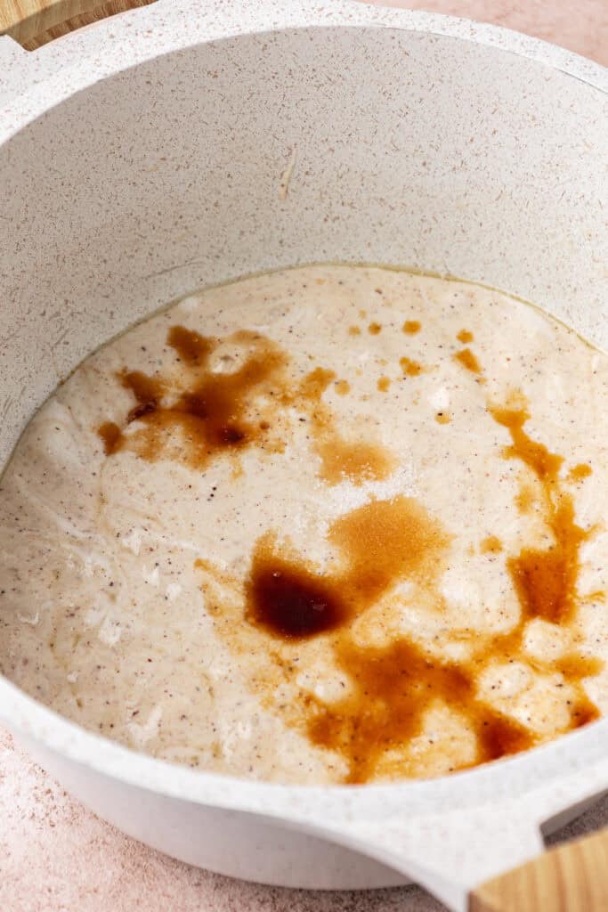 vanilla added to melted marshmallow and butter mixture