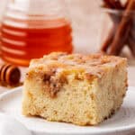 slice of honey bun cake on a plate