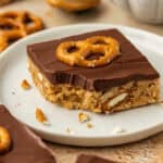 peanut butter pretzel bar on a plate
