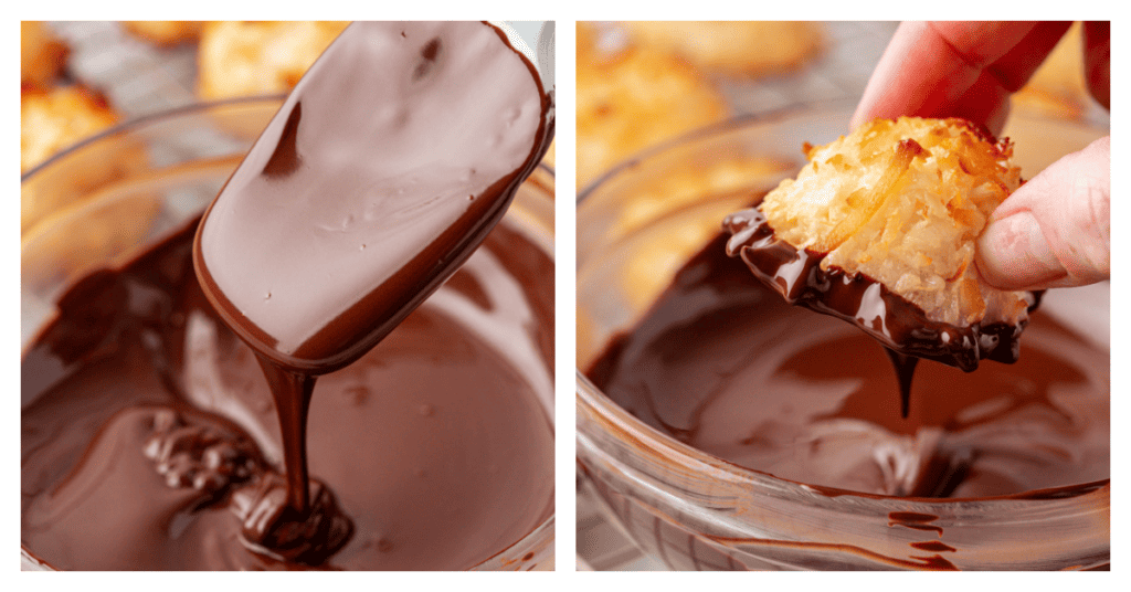 coconut macaroon dipped in chocolate