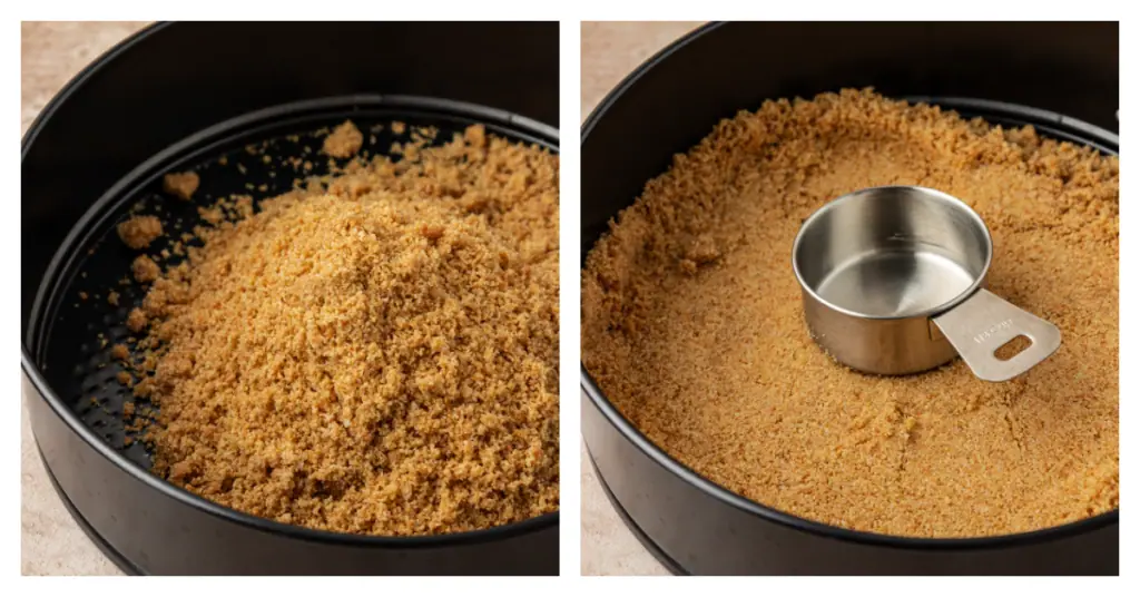 graham cracker crust pressed into springform pan
