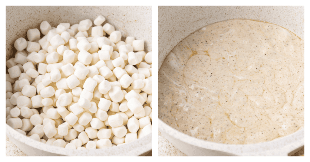 melted marshmallows in a saucepan